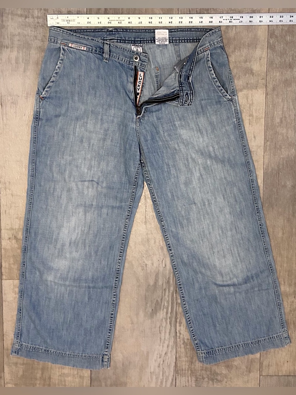 Lucky Brand Women's Vintage Lighthouse Crop wide leg lightweight jeans sz 14/32